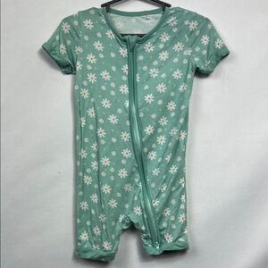 Miozing Green Kids One Piece short bamboo pajamas size 12-18 months EUC